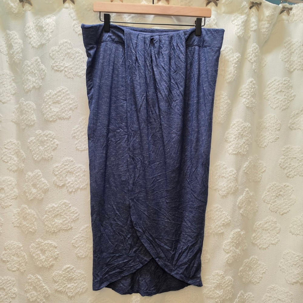 Dolan Left Coast Collection‎ Blue Space Dye Faux Wrap Tulip Midi Skirt XL USA
